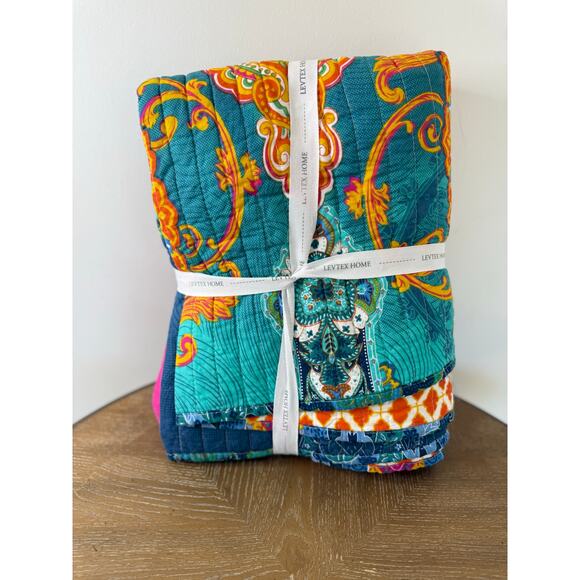Levtex Home Quilted Throw Blanket 50x60 Multicolor Boho Medallion Cotton - Picture 5 of 6